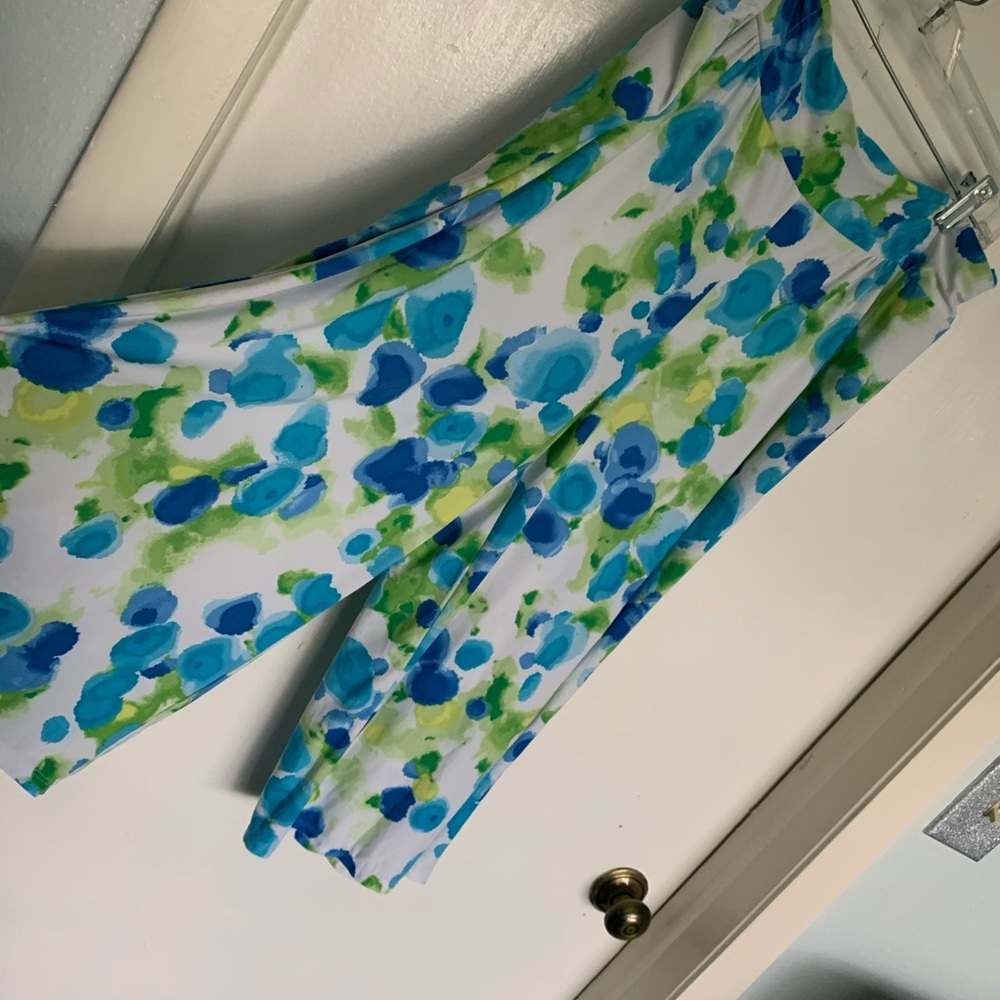 Vibrant Blue and Green Floral Pants